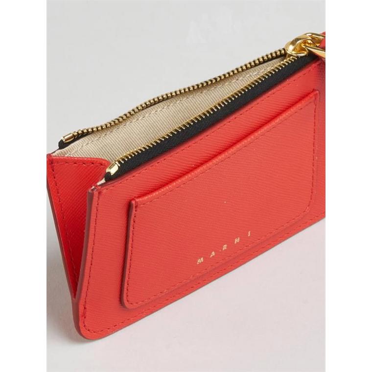 MARNI CC Holder W/Zip, Indian Orange 